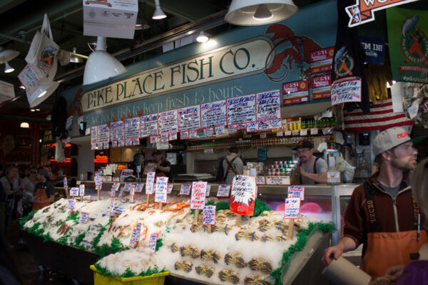 Fresh fish on ice at the Pike Place Market